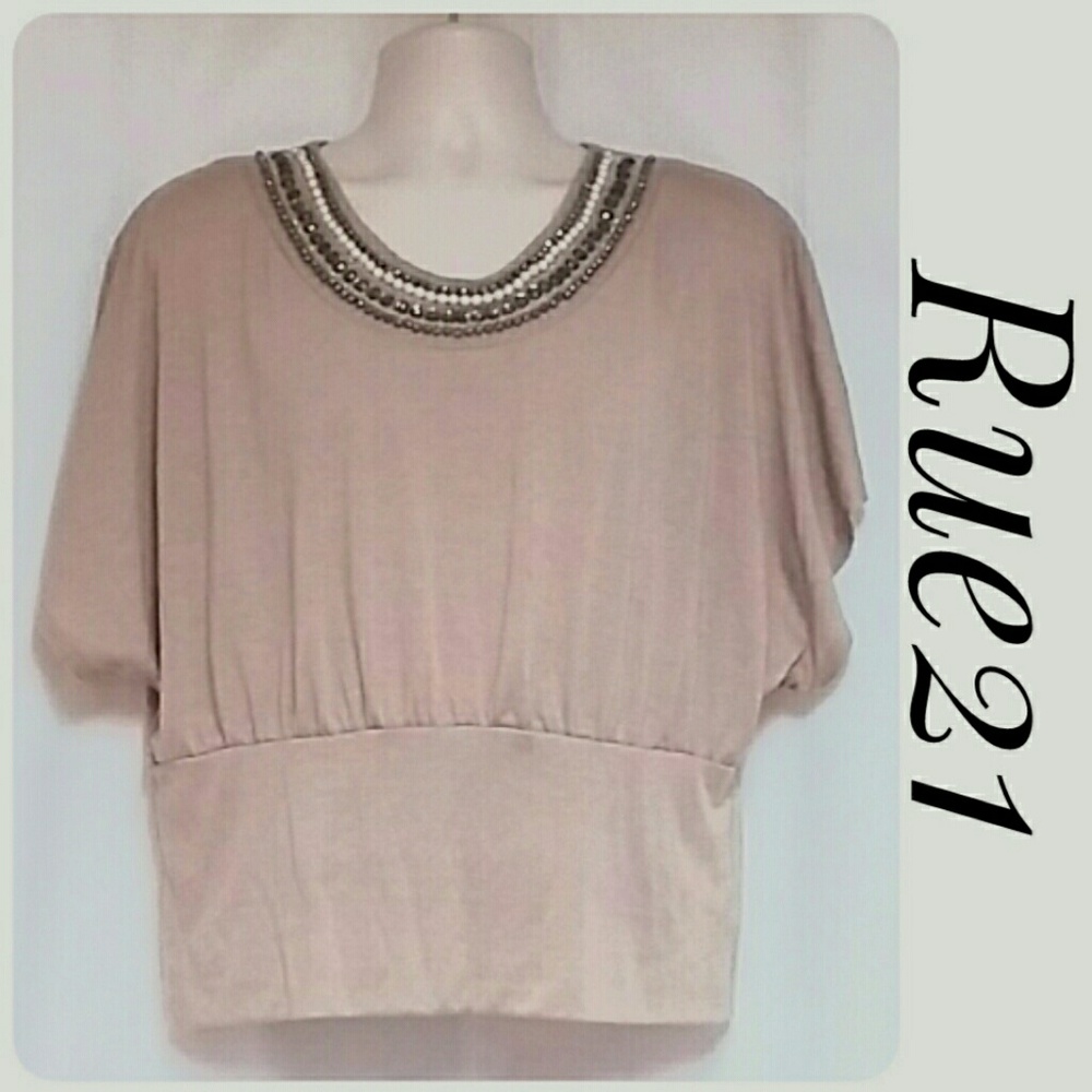 Rue21 Dolman Sleeve Beaded Trim Top XL